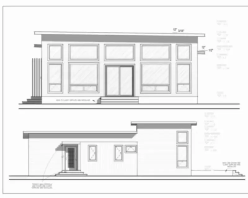 Front and rear elevations — Compact residence.