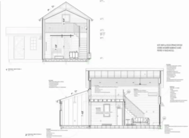 Building sections — Loft cottage & workshop.