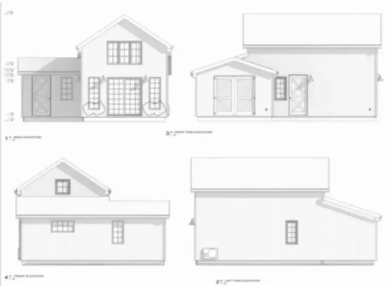 Exterior elevations — Loft cottage & workshop.