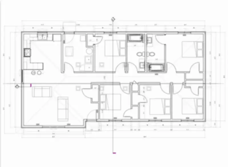Main floor plan — Single-storey modular residence.